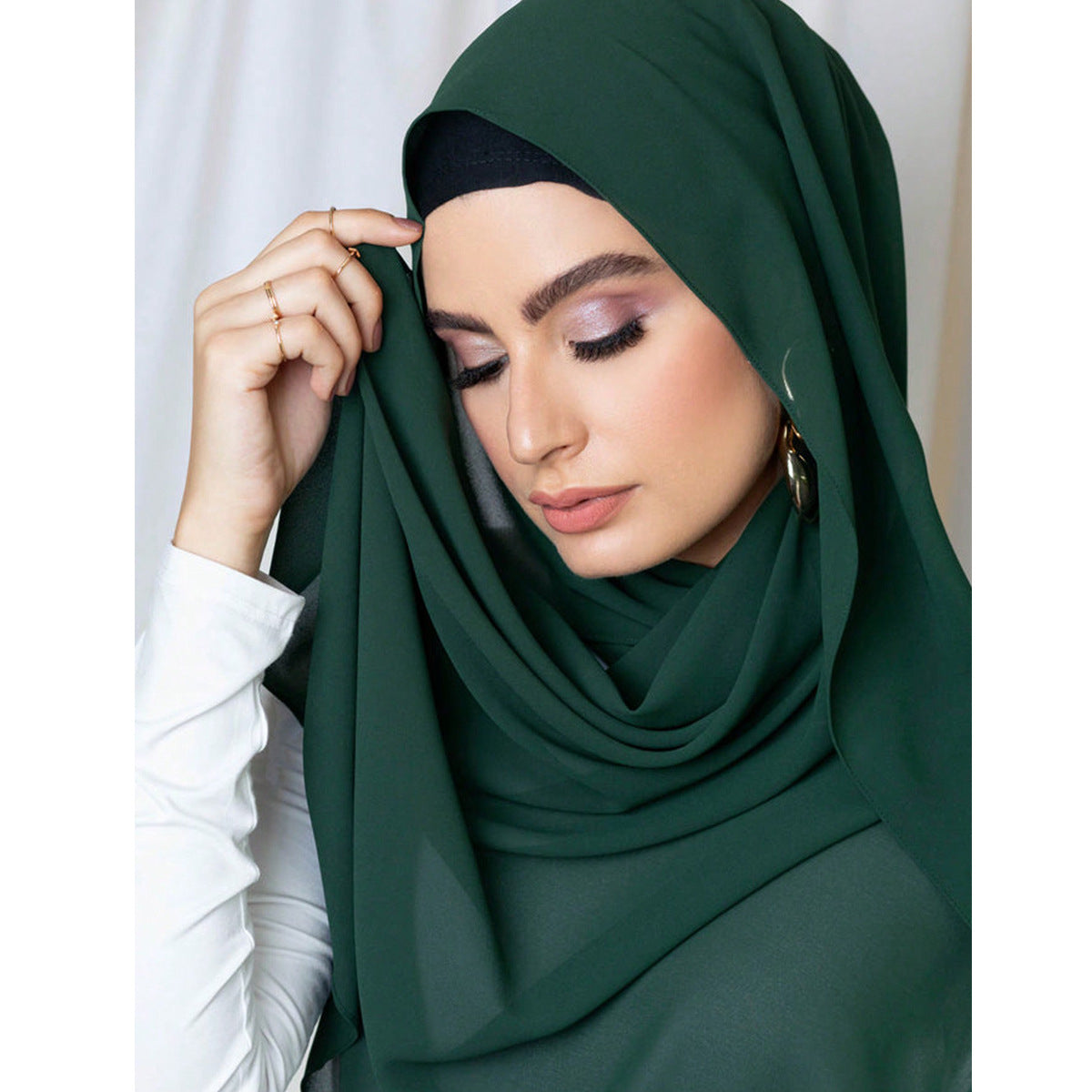 Summer Solid-Color Pearl Mousseline Bubble Femmes Headcarf
