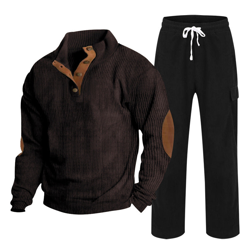 Hommes Corduroy Button-Down Henley Chemise et pantalons à queue droite