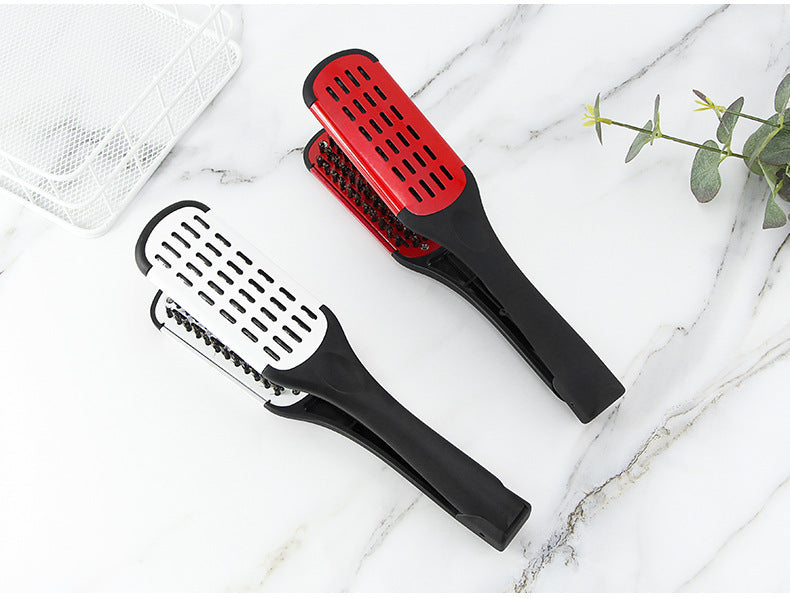 Peigne de pince de coiffure Bristle cheveux droits Styling cheveux droits Comb en forme de V