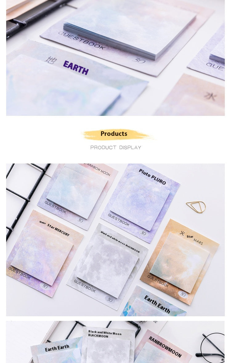 Carré Belle Planète Notes Sticky Tearable Peinture à l'huile Sticky Notepad