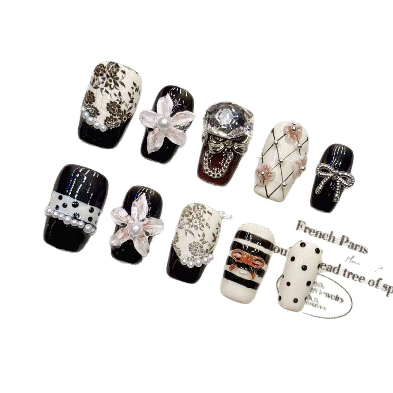 Classic Trois Relief Dimensionnel Sculpted Fleur Conseils de ongles faits main