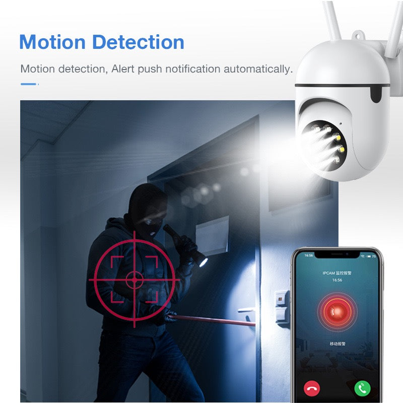 Caméra de sécurité PTZ Wi-Fi extérieure 1080P