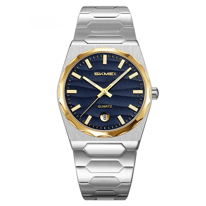 Montre homme avec une fonction de calendrier de bande en acier