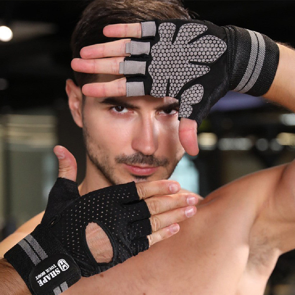 Gants de fitness haltérophilie pour les hommes et les femmes demi-finger sport anti-dérapant