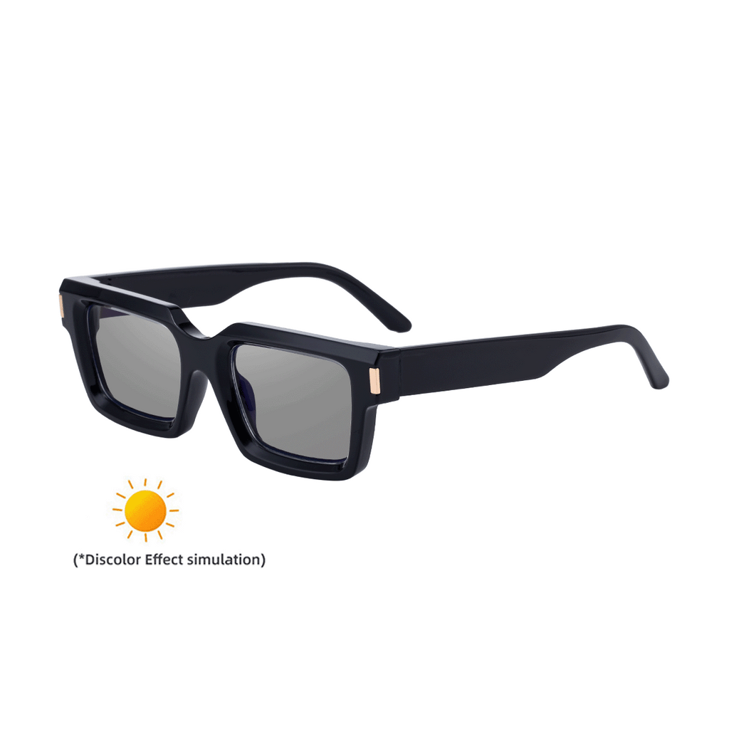 Lunettes de soleil européennes et américaines à cadre carré de mode à changement de couleur pour hommes
