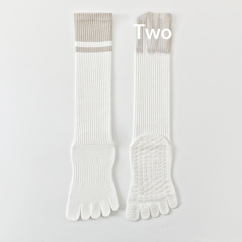 Chaussettes de yoga à cinq doigts à chevilles de couleur bloquées