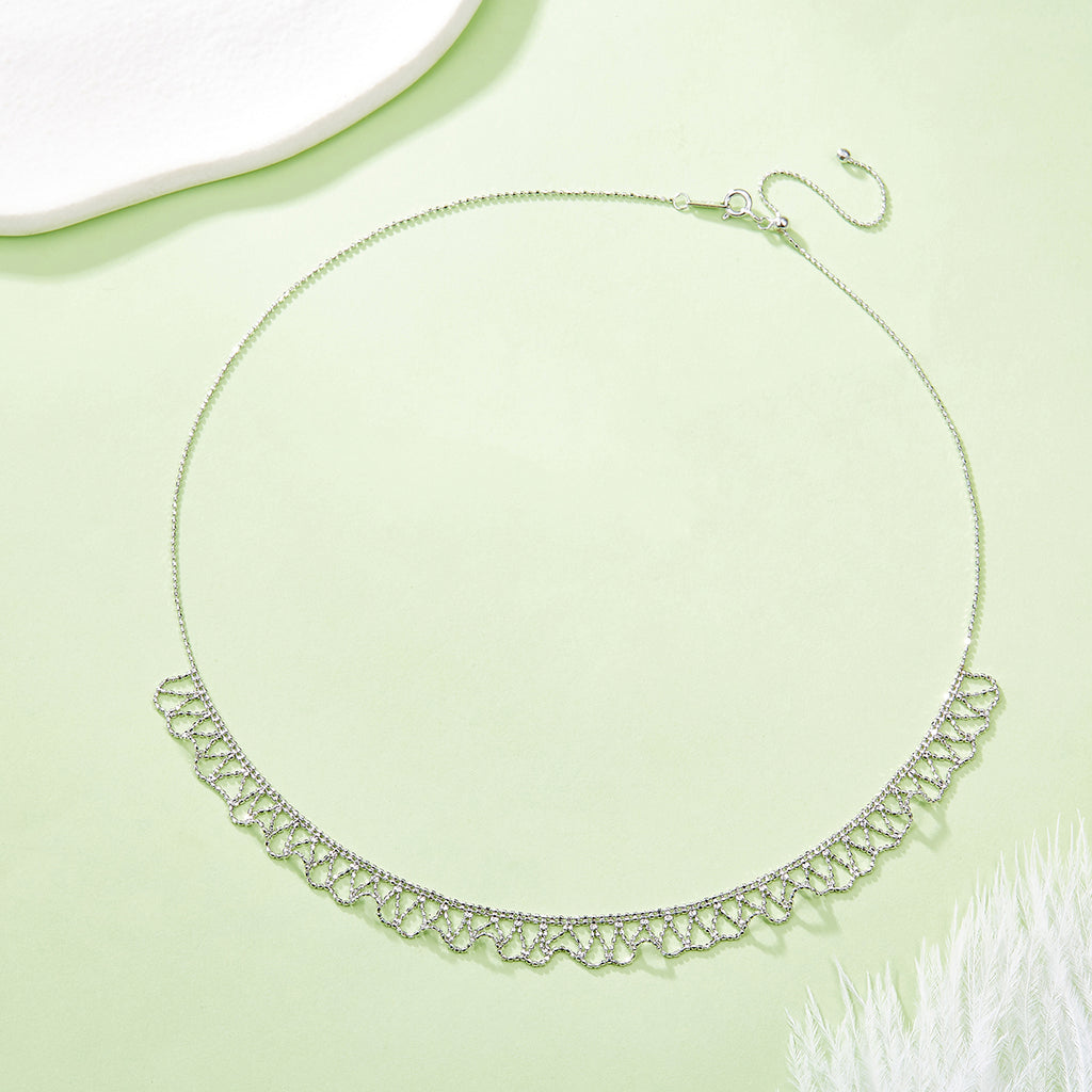S925 Dentelle en Argent Sterling Collier de tissage 45cm réglable 4.4g 9,4mm Platine Gold Rose Gol