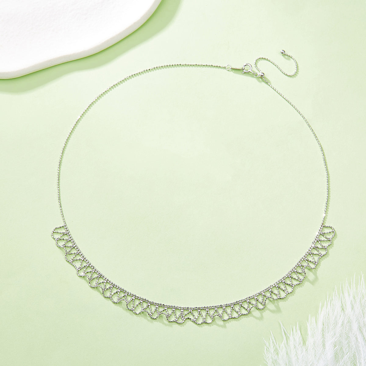 S925 Dentelle en Argent Sterling Collier de tissage 45cm réglable 4.4g 9,4mm Platine Gold Rose Gol