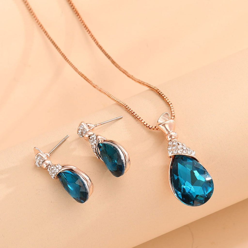 Bijoux de mariée Peacock Gem Collier Boucles d'oreilles