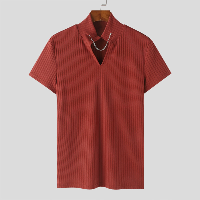 T-shirt à manches courtes en col V pour hommes