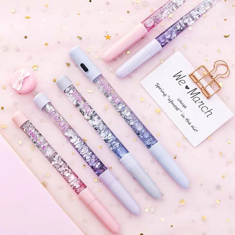 Shiny Black Glitter Quicksand Neutral Water Pen