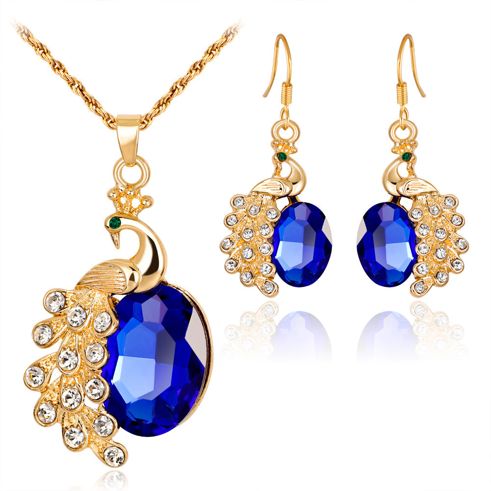 Peacock Strass Collier à deux pièces