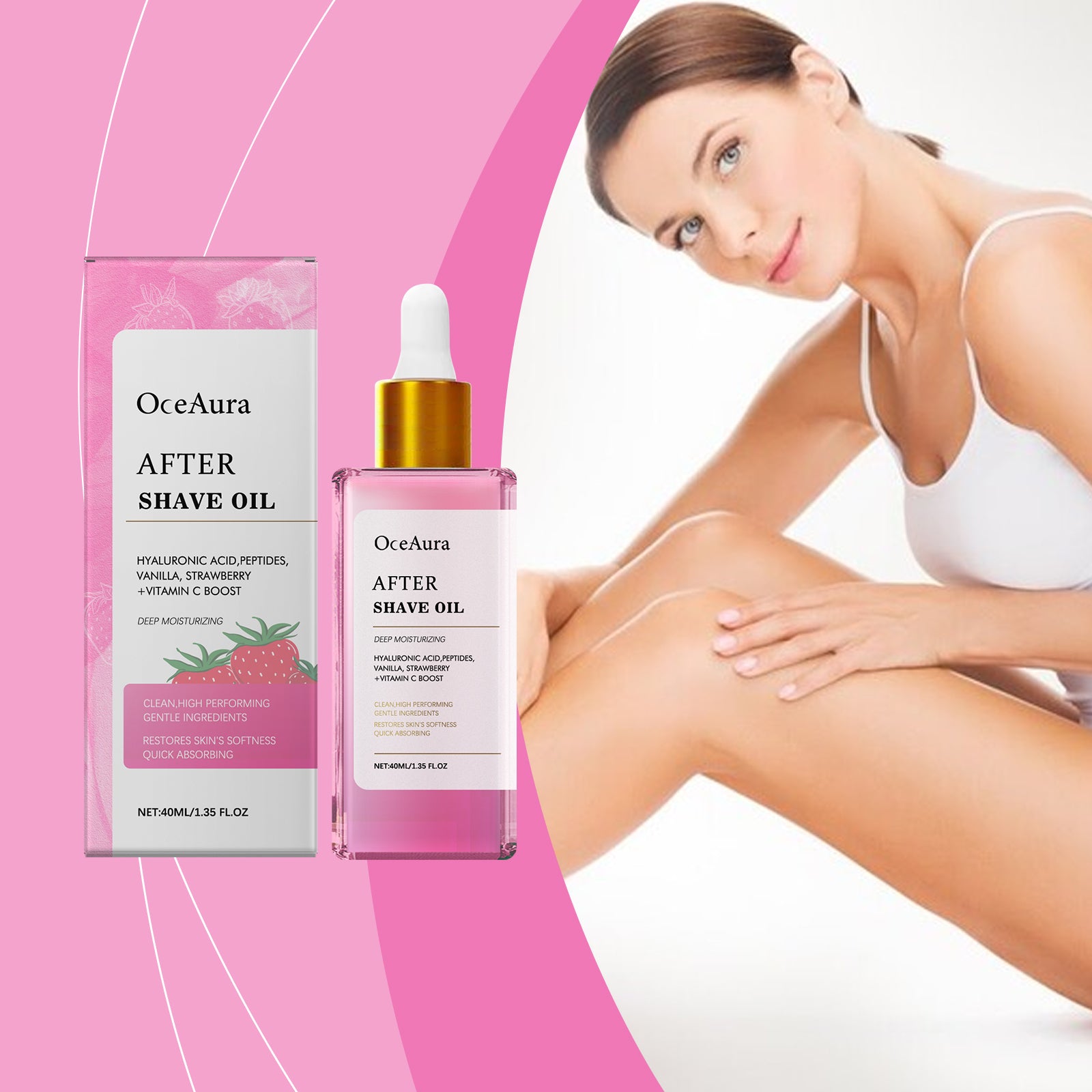 Enlèvement des cheveux et réparation du rasage Huile essentielle Fraise Saveur 40ml-boîte