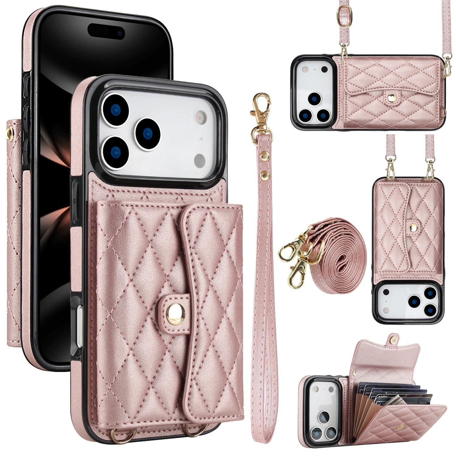 Coque de téléphone Protection en cuir Couvre-corps bandoulière Style Chanel