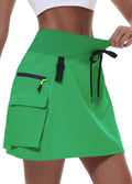 Jupe de tennis à manches rapides en polyester à vente chaude pour femmes avec une taille élastique et des poches zippées
