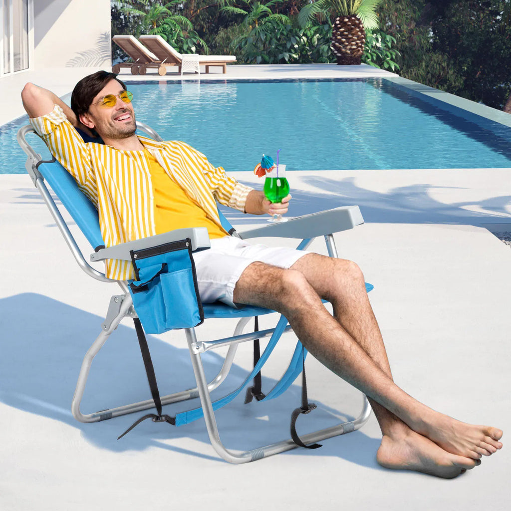 63*70*99cm Élevé Oxford Clot Argent Blanc Aluminium Tube roulement 100kg Chaise de plage Bl