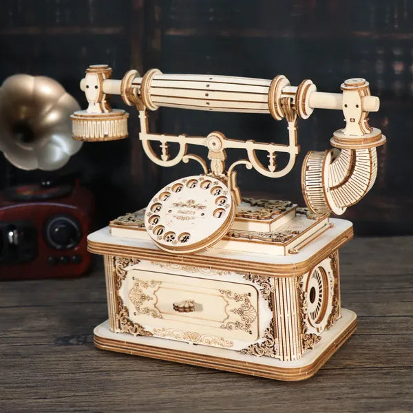 Creative Retro Téléphone Puzzle en bois 3D pour adultes Modèles de table Kits Décoration Et Gi