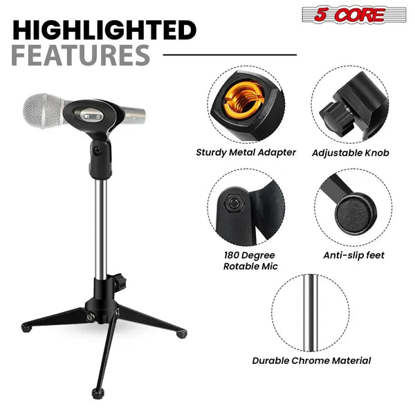 5 Core Mic Stand Tripod Universal Desktop Microphone Stand Table Support