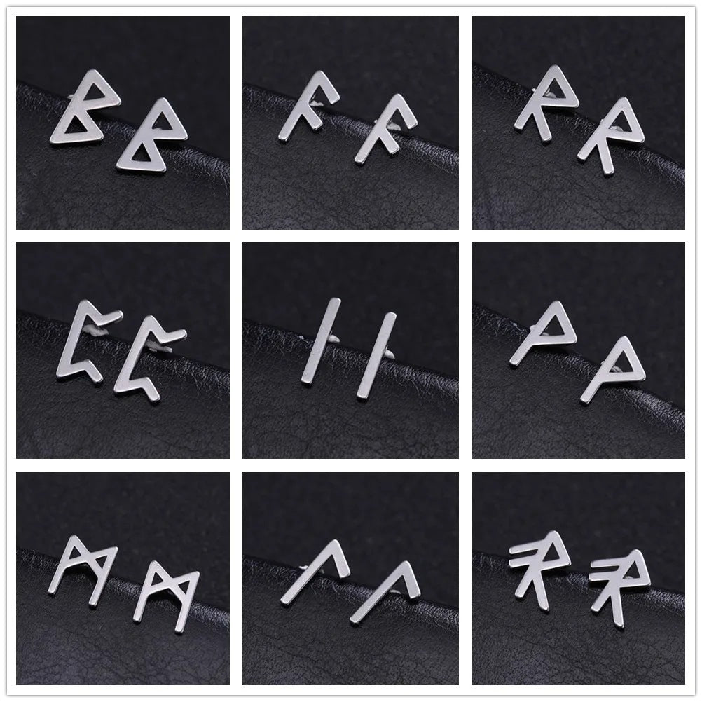 Boucles d'oreilles Nordic Rune en acier inoxydable