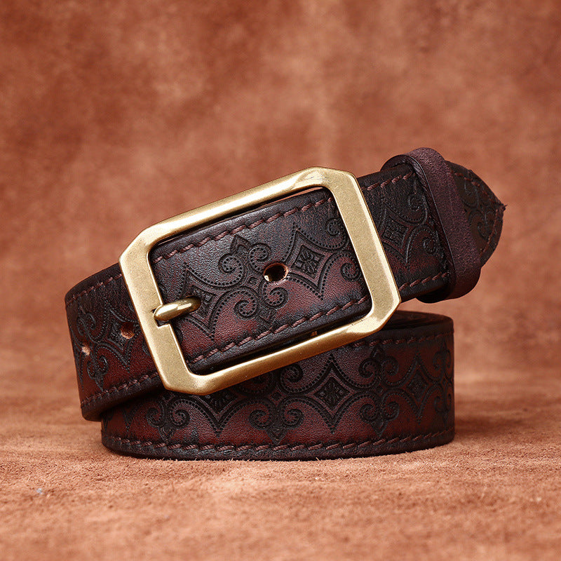 Ceinture en cuir véritable sculptée disponible double face