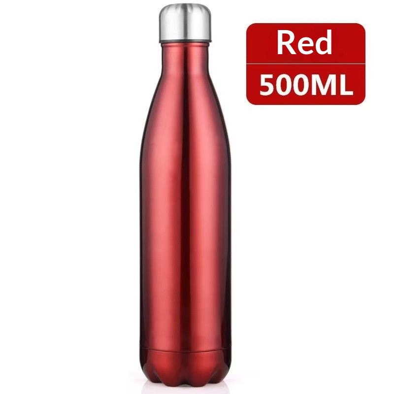Bouteille d'eau isolée 17 oz Double paroi à vide en acier inoxydable Bouteille d'eau