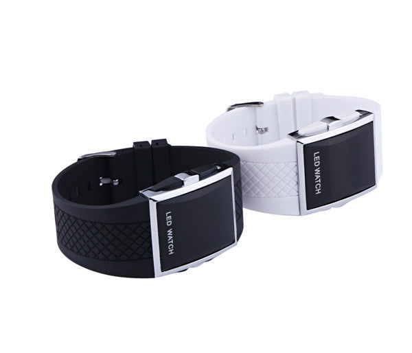 Hommes Femmes Casual Unisexe Blanc Noir LED numérique Wrist Watch Wristwatch Date Horloge