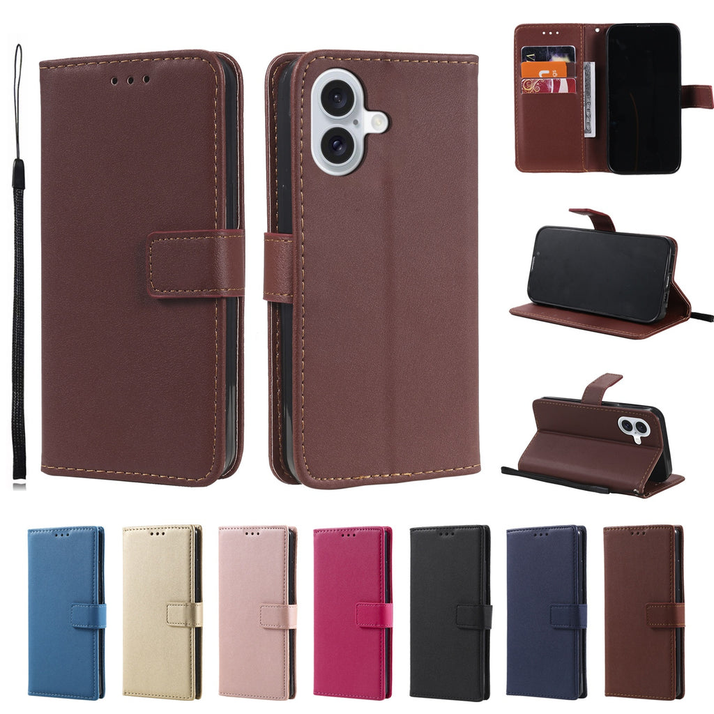 Solid Color Business cuir Flip carte étui de téléphone