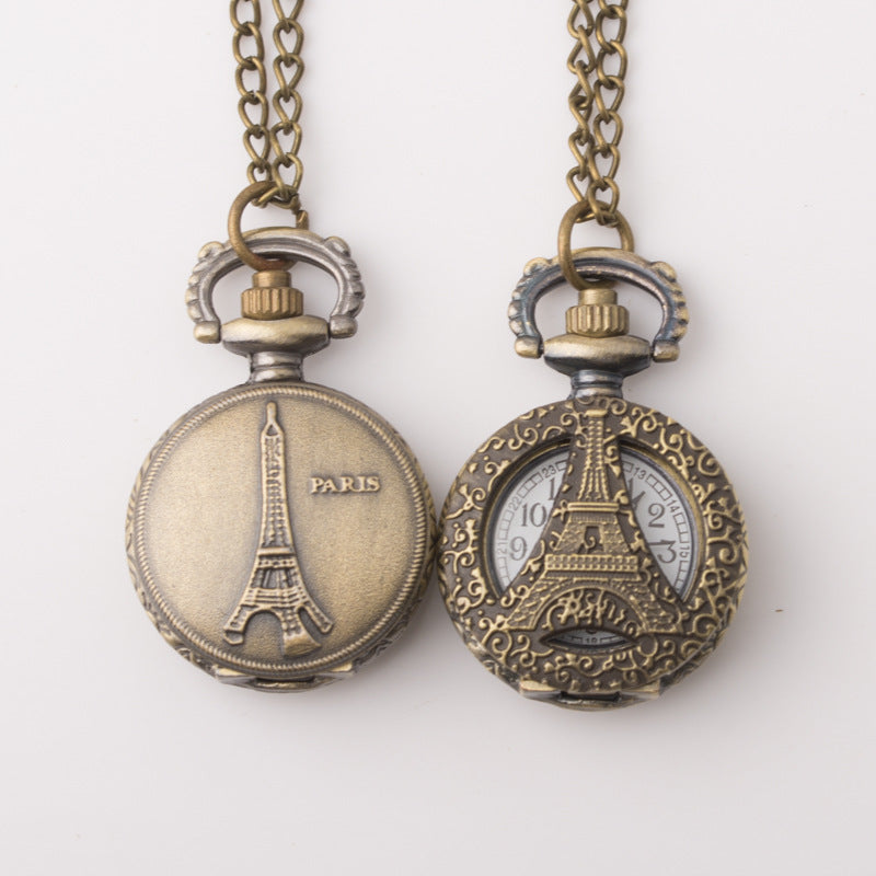 Retro Iron Tower Montre de poche personnalisée de mode décontractée