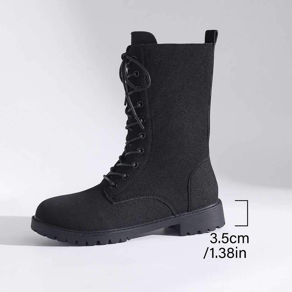Bottes pour femmes à talons carrés Grand orteil rond Martin Bottes