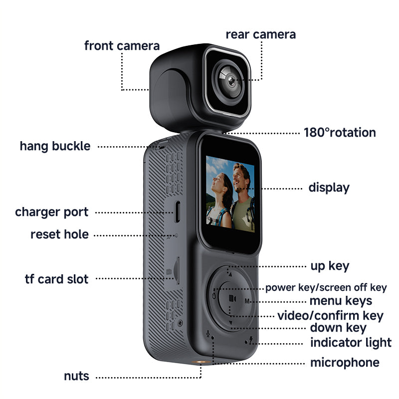 Panoramic Sports Camera Handheld DV Outdoor HD 4K Dual Lens Cycling Recorder Caméra