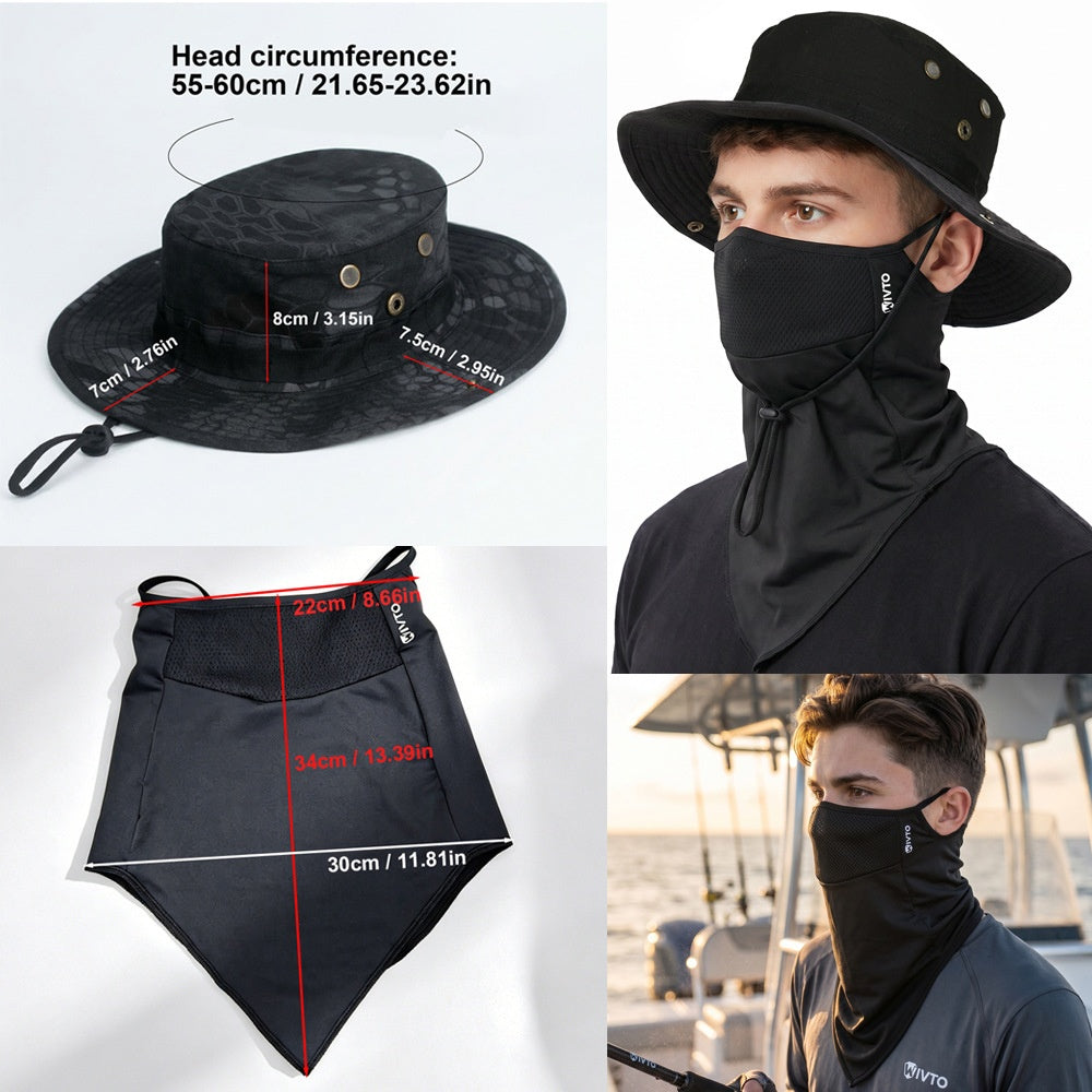 Masque de visage en soie de glace protecteur du soleil pour hommes Chapeau rond