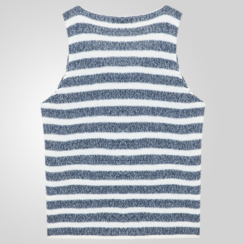 Été Hommes sans manches rayé tricot Top