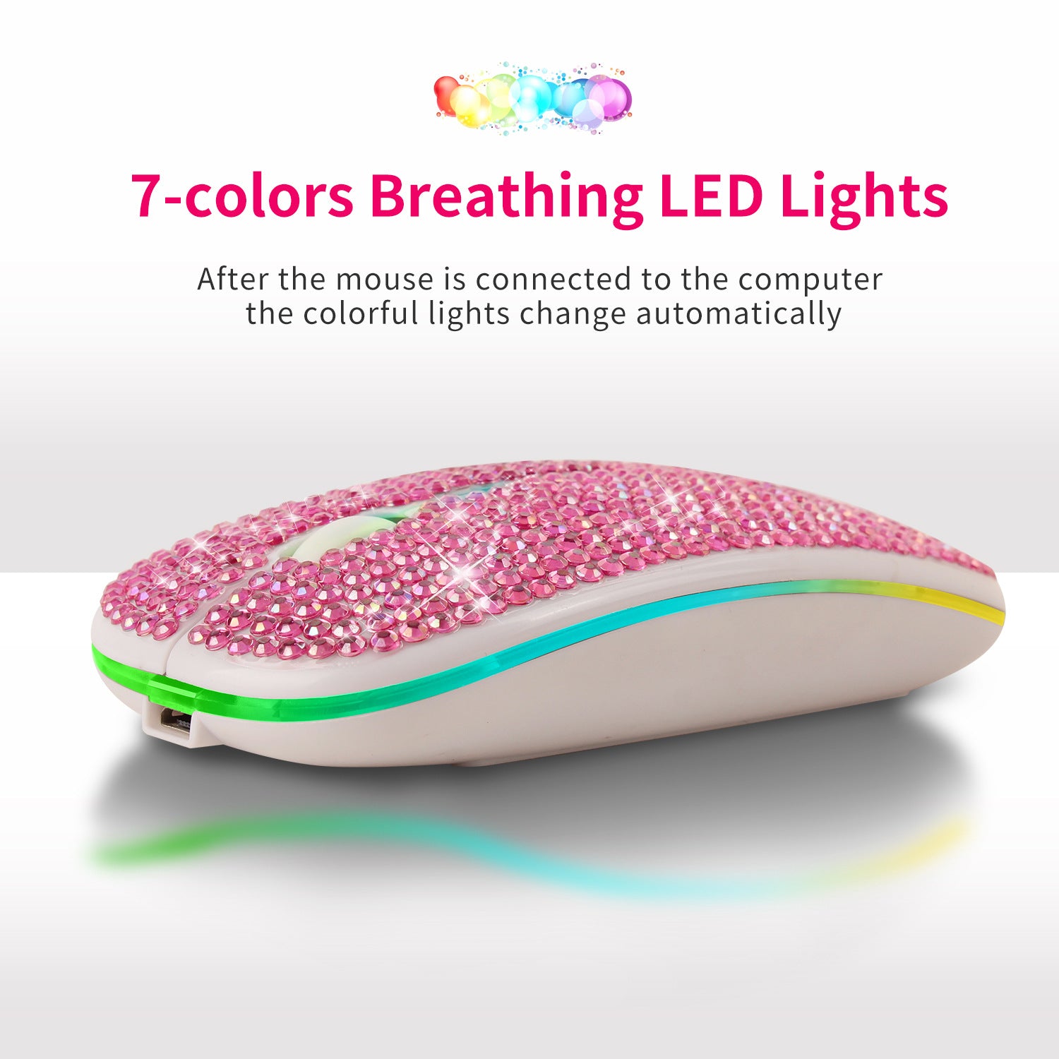Bureau rechargeable Mute Crystal Strass Mouse