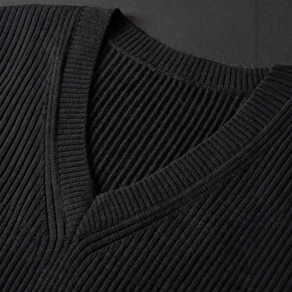 Veste de pull couleur solide Gentlemans V-Neck intérieur ou outre-wear