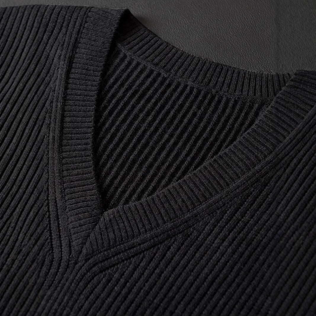 Veste de pull couleur solide Gentlemans V-Neck intérieur ou outre-wear