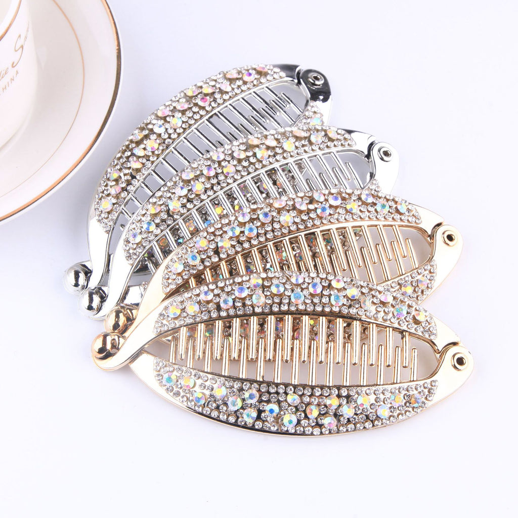 Diamant populaire Strass Electroplating Fish Banana Clip cheveux en forme de poisson