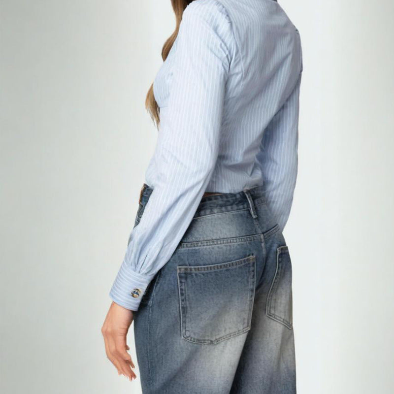 Femme Été Arrivée Lapel manches longues Chemise
