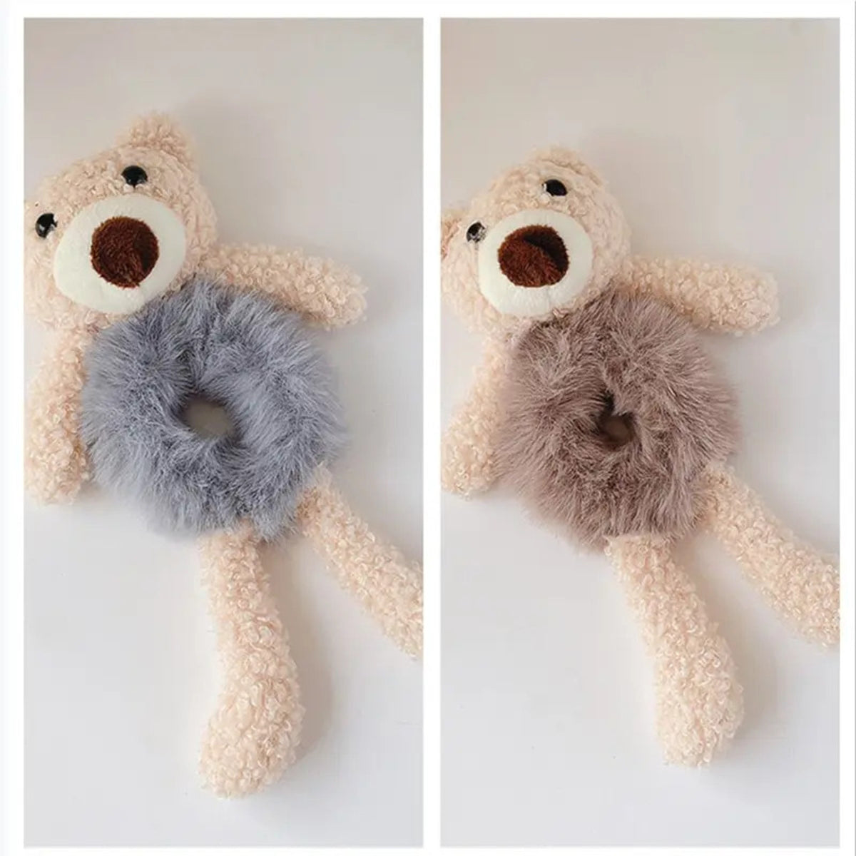 Filles Lovely Scrunchies Mignon ours bande de cheveux Lapin fourrure de cheveux corde doux chaud bande en caoutchouc pré