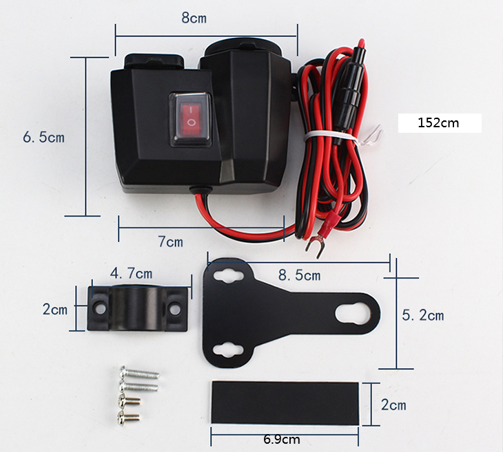 Moto USB Chargeur de voiture étanche Cigarette Léger Voltmètre