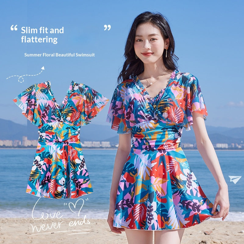 Maillot de bain Printemps Feuille d'érable Imprimé Une pièce Design