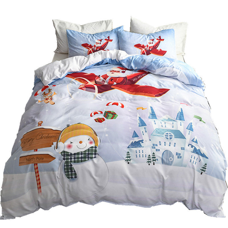 Joyeux Père Noël Joyeux cadeau 3D lit numérique ensemble de trois