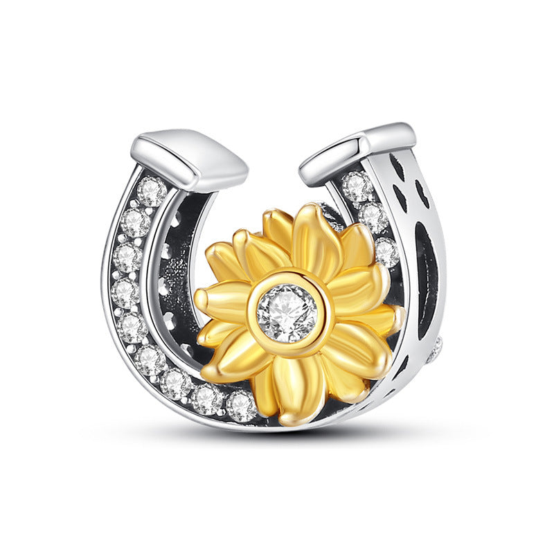 Bracelet pendentif en cuivre en forme de tournesol