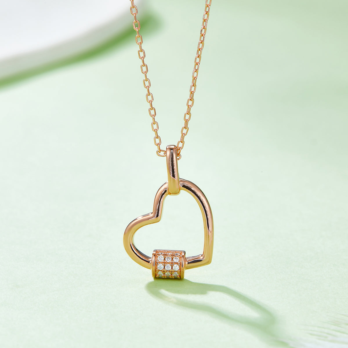3.3g S925 Collier de coeur en argent sterling 45cm 15 Pierre Moissanite Pave Bar Pendentif avec GR