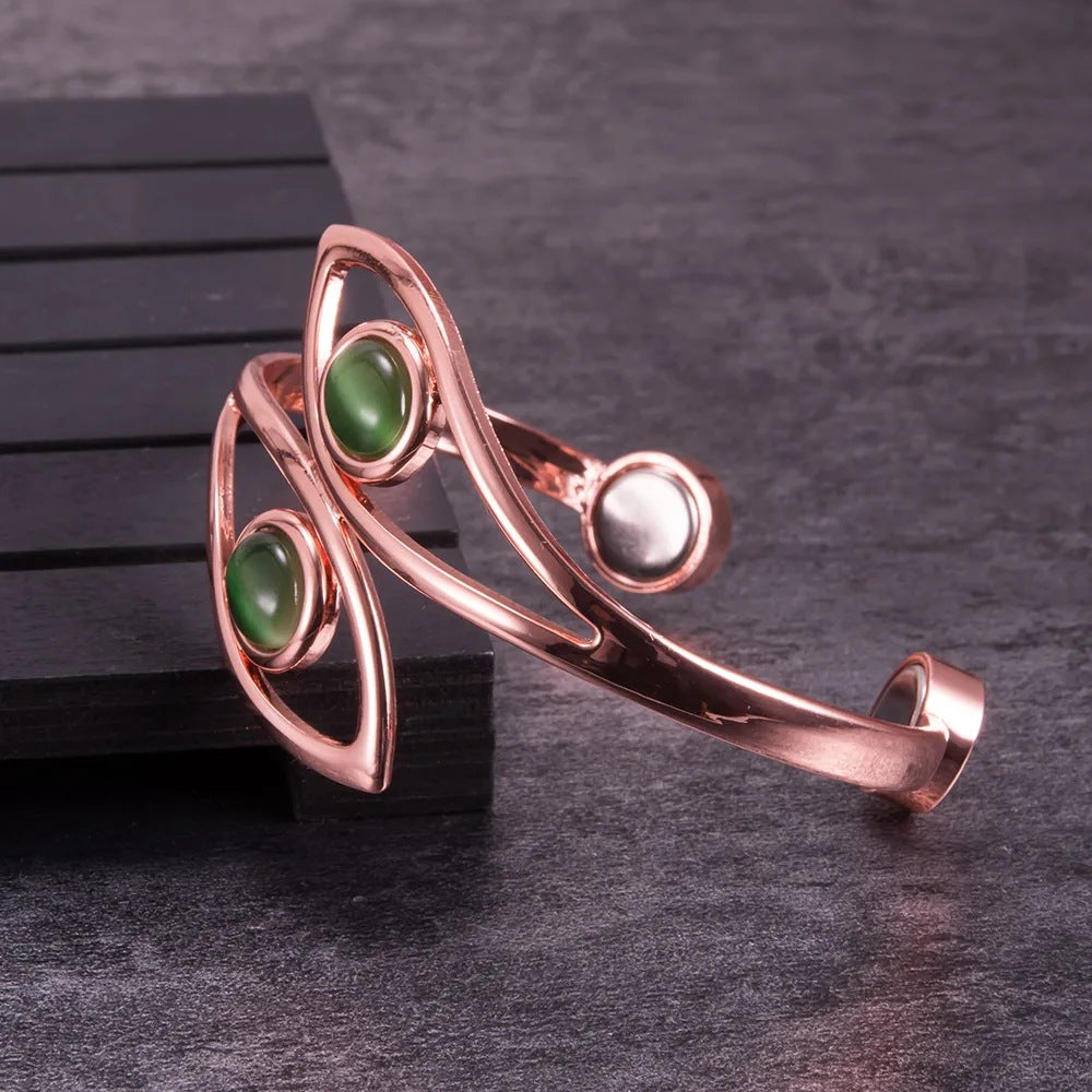 Bracelet magnétique opale en cuivre pur pour femmes