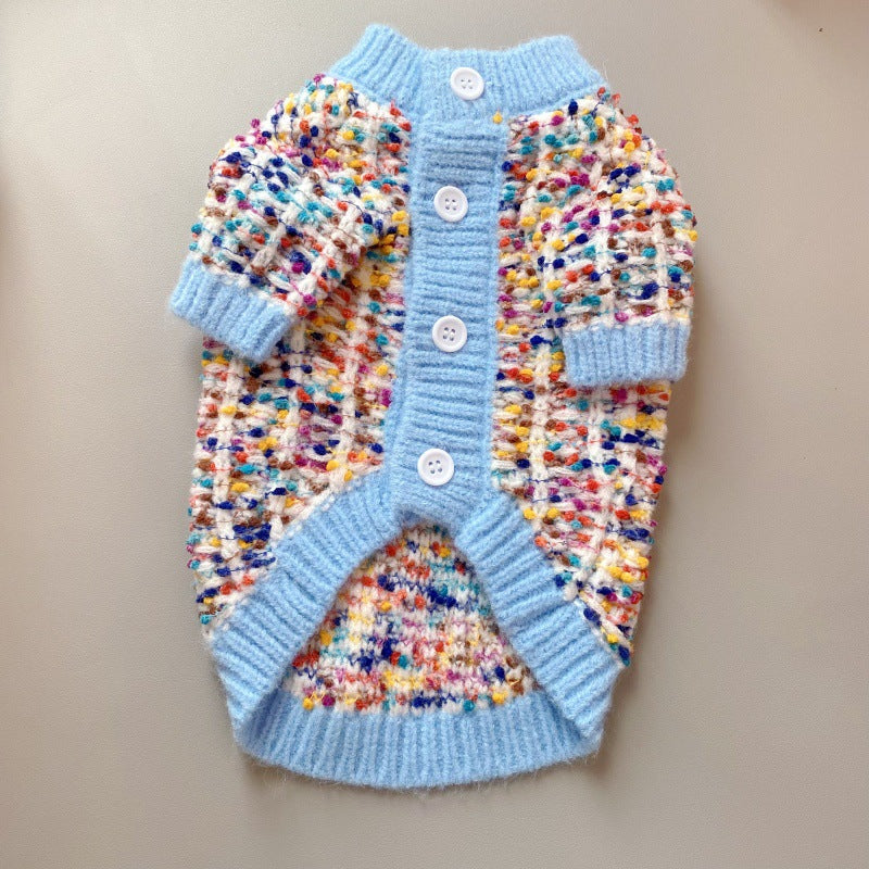 Chandail de cardigan de chien couleur-bloc