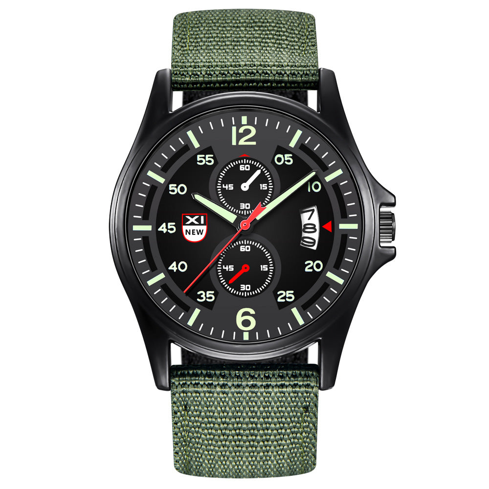 Mode Nylon Strap Sport Army Style Watch Calendrier Quartz Watch
