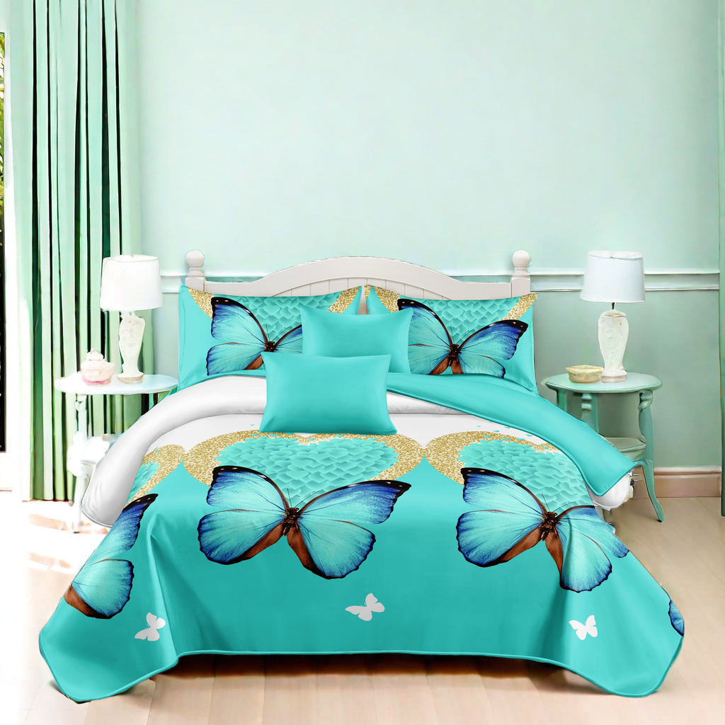 Couche de lit et rideau vert 9 pièces