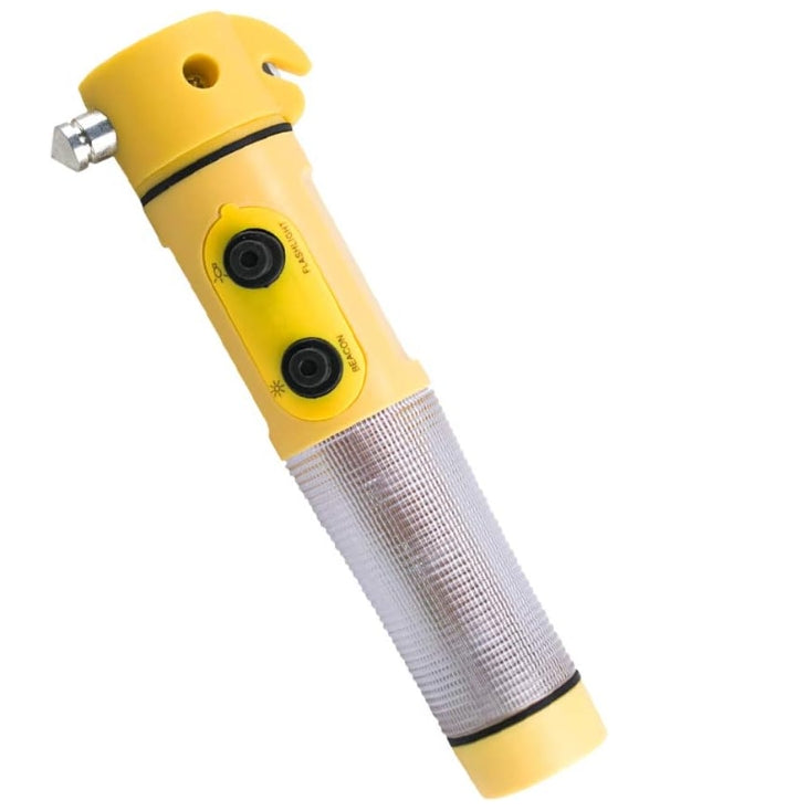 Hammer multifonctionnel rouge et jaune pour la sécurité automobile avec lampe de poche