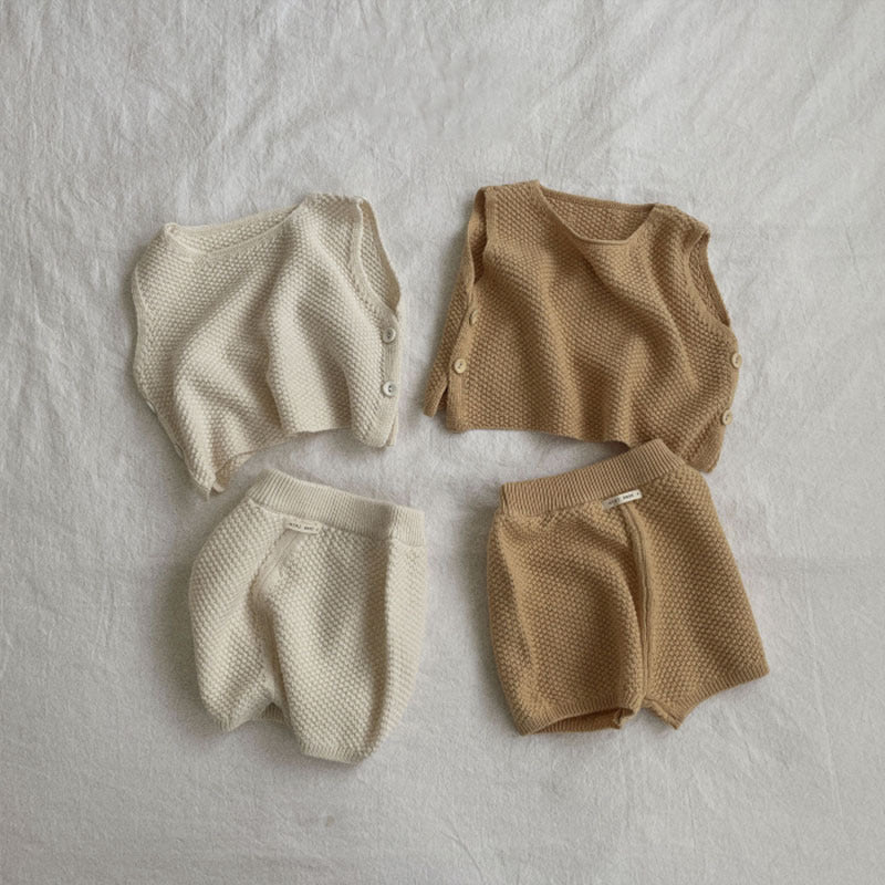 Veste tricotée décontractée et shorts set Trendy Two-Piece Outfit pour bébés