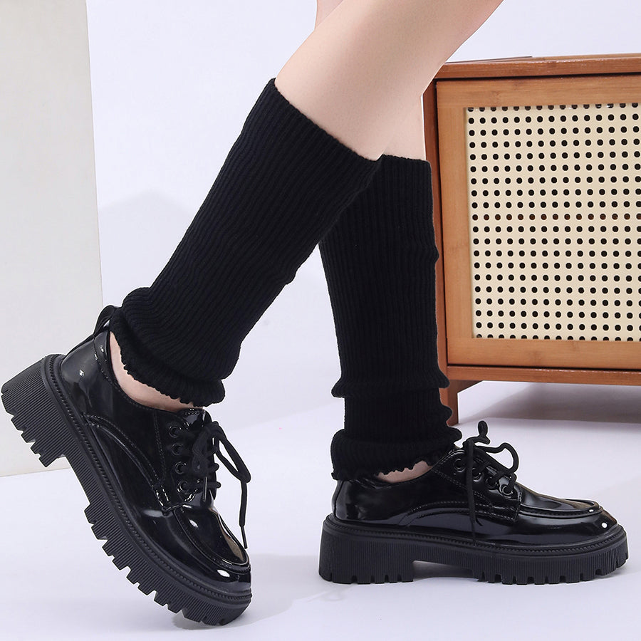 Hiver Mode Ribbed Knitted Vente Harajuku Neon Chaussettes longues Hiver Botte Gaiters Clubwear W
